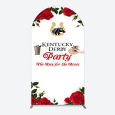 Lofaris Red Rose Horseshoe Kentucky Derby Party Arch Backdrop